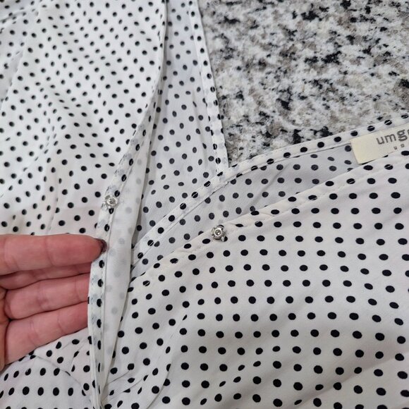 UMGEE Nwt Flowy Ruffle Polka Dot Skirt Set M White Black Full Skirt Western - Picture 4 of 12